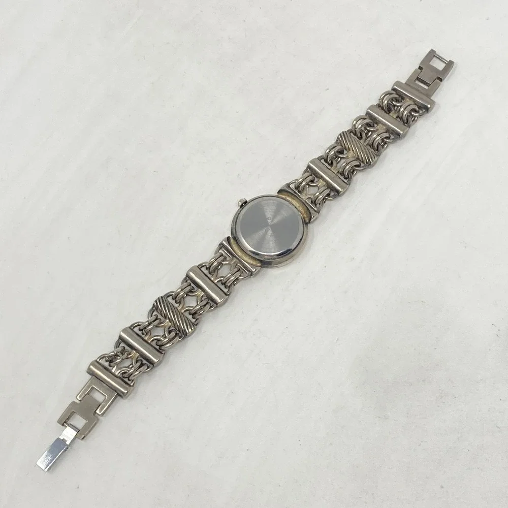 Vtg Shannons Watch Women 25mm Silver Tone Chain Link Band New Battery 6.5